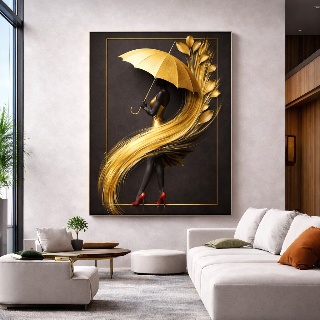 Luxury Gold & Red Woman Wall Art Set of 3 – Elegant Fashion Illustration Digital Download (Instant Print)