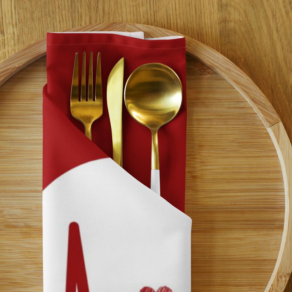 Title: Red & White Festive Cloth Napkin Set (4) — 20 x 20 in Reusable Christmas Table Linens