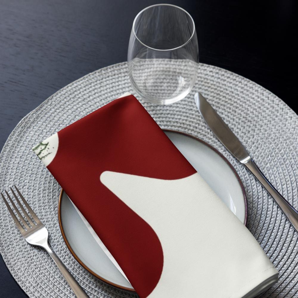 Red & White Holiday Cloth Napkin Set (4) — 20 x 20 in Reusable Christmas Dinner Napkins