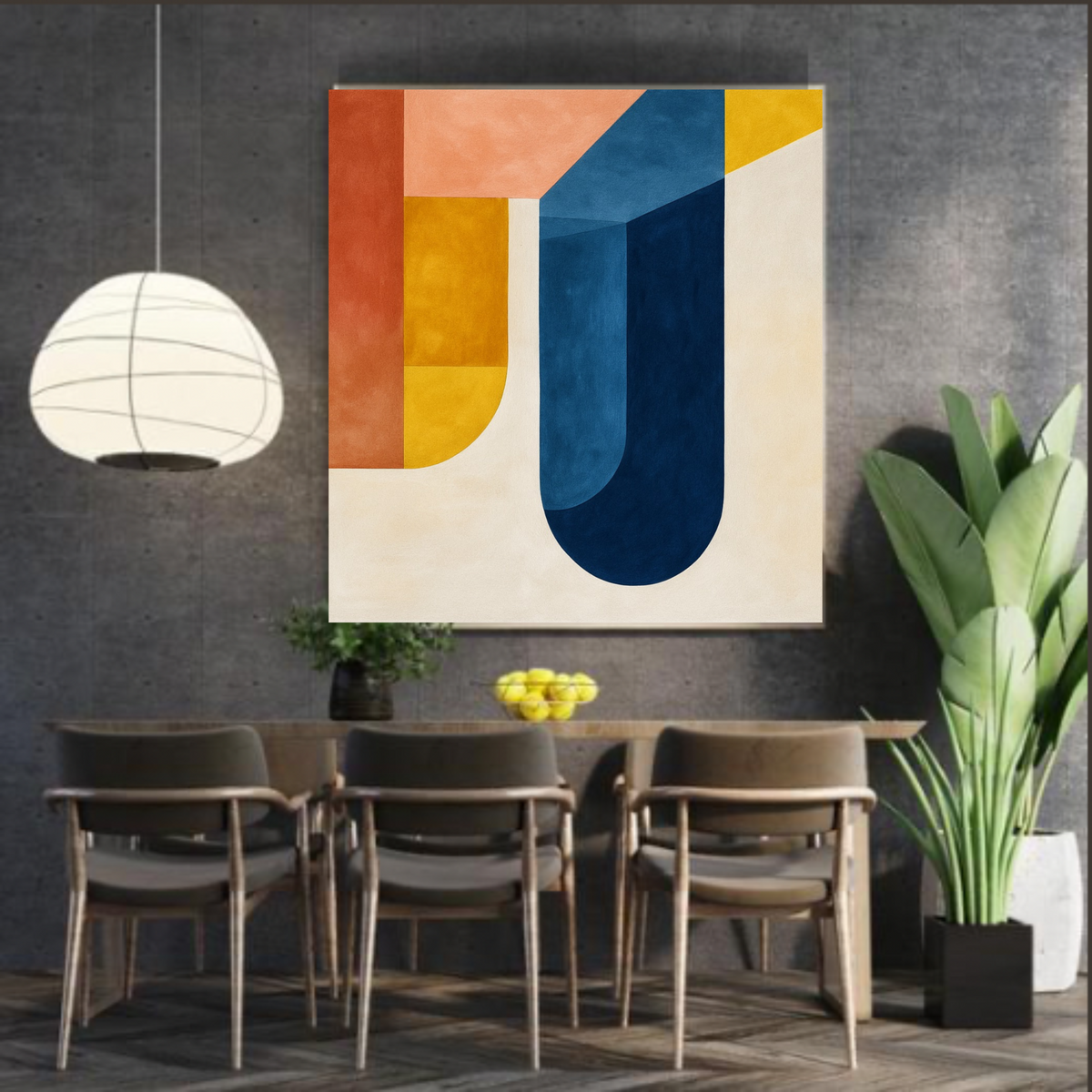 Blue, White & Yellow Abstract Wall Art Set of 2 | Square Digital Download Prints
