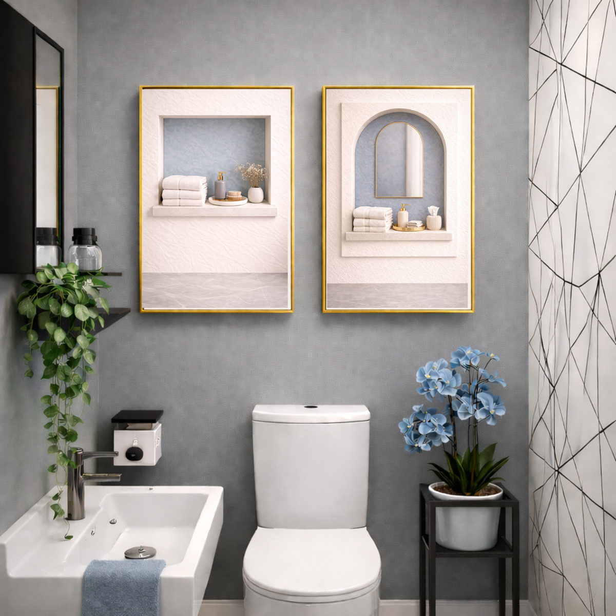 Full House Architectural Wall Art Collection – Light Blue Edition (40 Coordinated Prints)