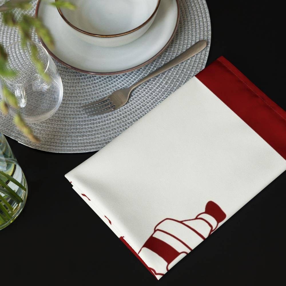 Red & White Holiday Cloth Napkin Set (4) — 20 x 20 in Reusable Christmas Dinner Napkins