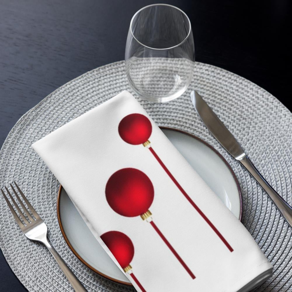 Red & White Festive Cloth Napkin Set (4) — 20 x 20 in Reusable Christmas Table Linens
