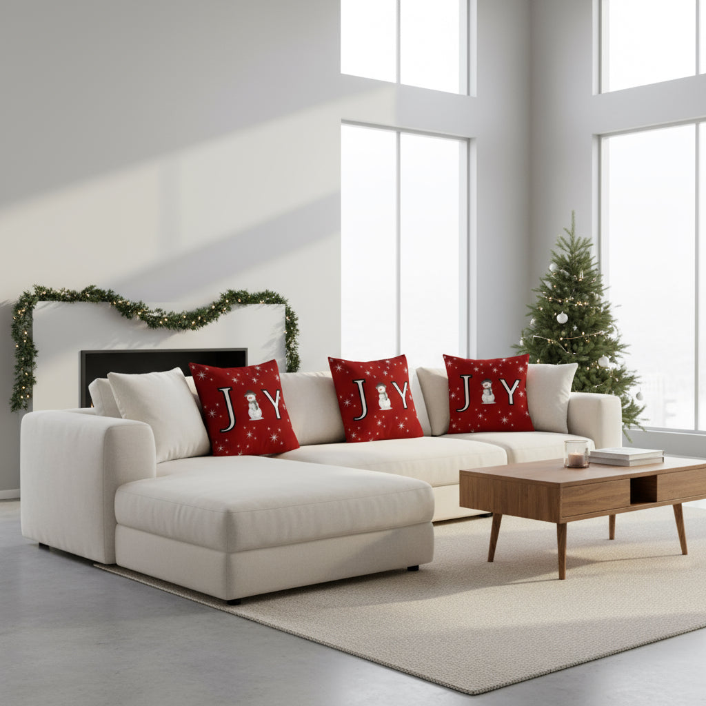 Red Christmas Throw Pillow for Holiday Home Decor – Festive Red Decorative Cushion for Sofa, Couch, Bed, Living Room, Bedroom, Christmas Party, Holiday Gatherings, Cozy Seasonal Accent Pillow – Available in 18x18 & 22x22 Inches