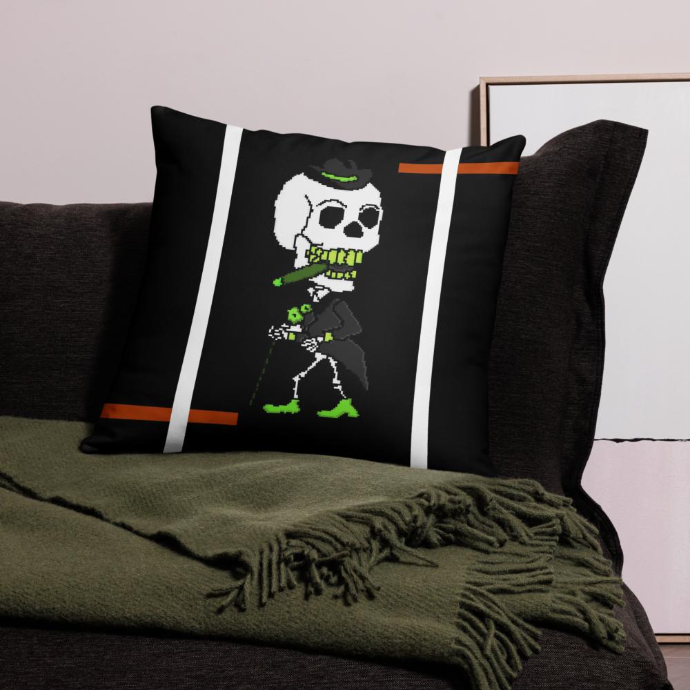 Black & White Halloween Throw Pillow – 22x22 Spooky Decorative Cushion