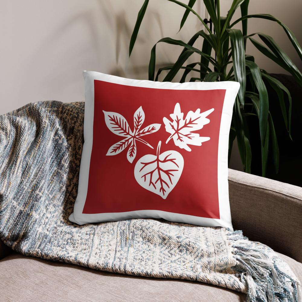 Red & White Floral Throw Pillow – 22x22 Decorative Accent Cushion for Fall & Home Decor