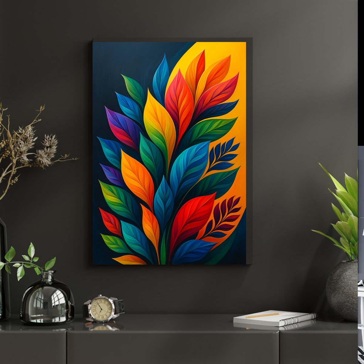 Vibrant Multicolored Floral Wall Art – Digital Download (16x20, 18x24, 24x36 Inches)