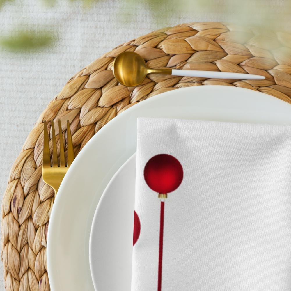 Red & White Festive Cloth Napkin Set (4) — 20 x 20 in Reusable Christmas Table Linens