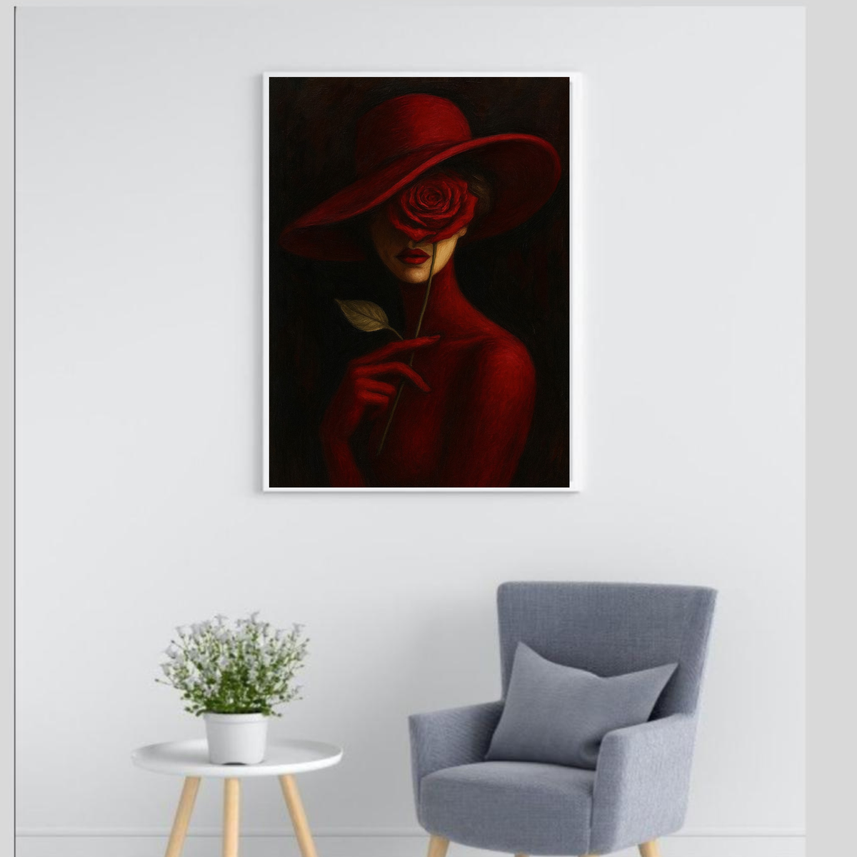 Floral Abstract Wall Art Bundle – Red, Black & Yellow Digital Prints