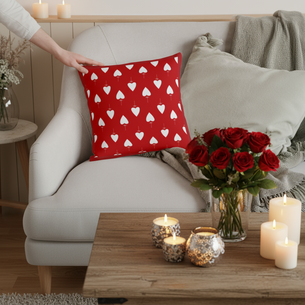 Valentine’s Throw Pillow – Red and White Decorative Cushion for Bedroom, Living Room & Valentine’s Day Gift, 18x18 & 22x22 in