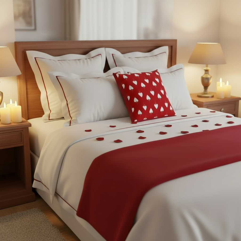 Valentine’s Throw Pillow – Red and White Decorative Cushion for Bedroom, Living Room & Valentine’s Day Gift, 18x18 & 22x22 in