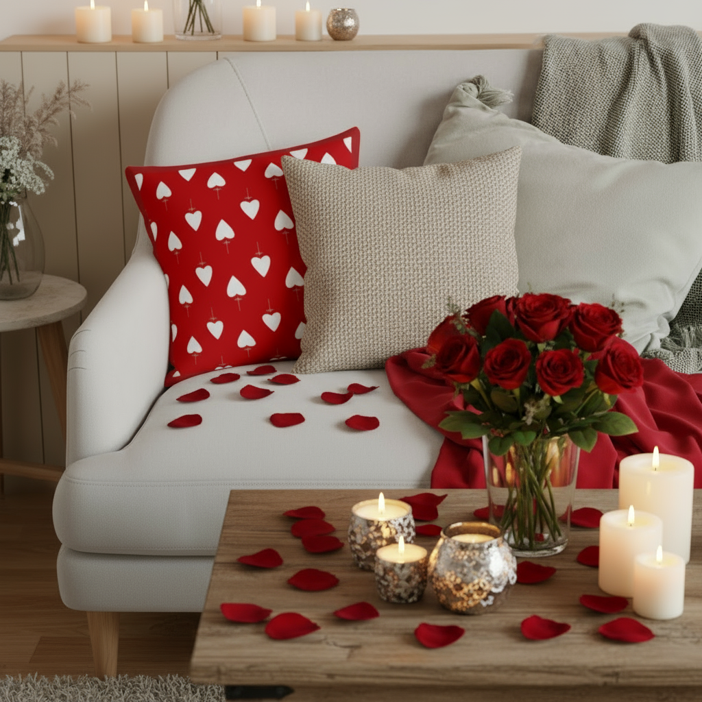Valentine’s Throw Pillow – Red and White Decorative Cushion for Bedroom, Living Room & Valentine’s Day Gift, 18x18 & 22x22 in
