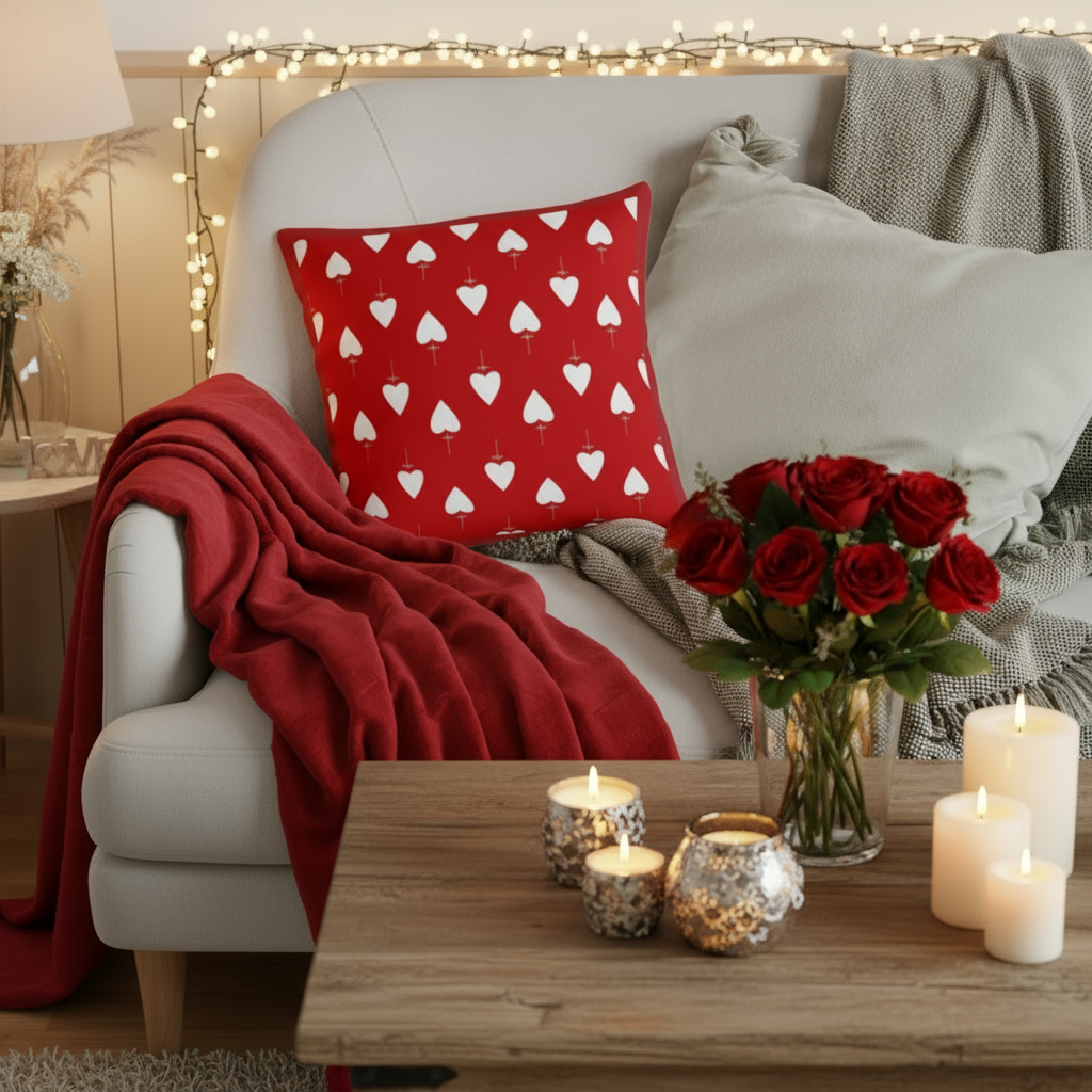 Valentine’s Throw Pillow – Red and White Decorative Cushion for Bedroom, Living Room & Valentine’s Day Gift, 18x18 & 22x22 in