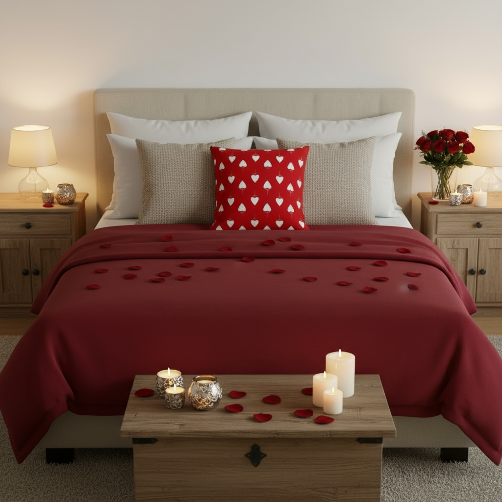Valentine’s Throw Pillow – Red and White Decorative Cushion for Bedroom, Living Room & Valentine’s Day Gift, 18x18 & 22x22 in