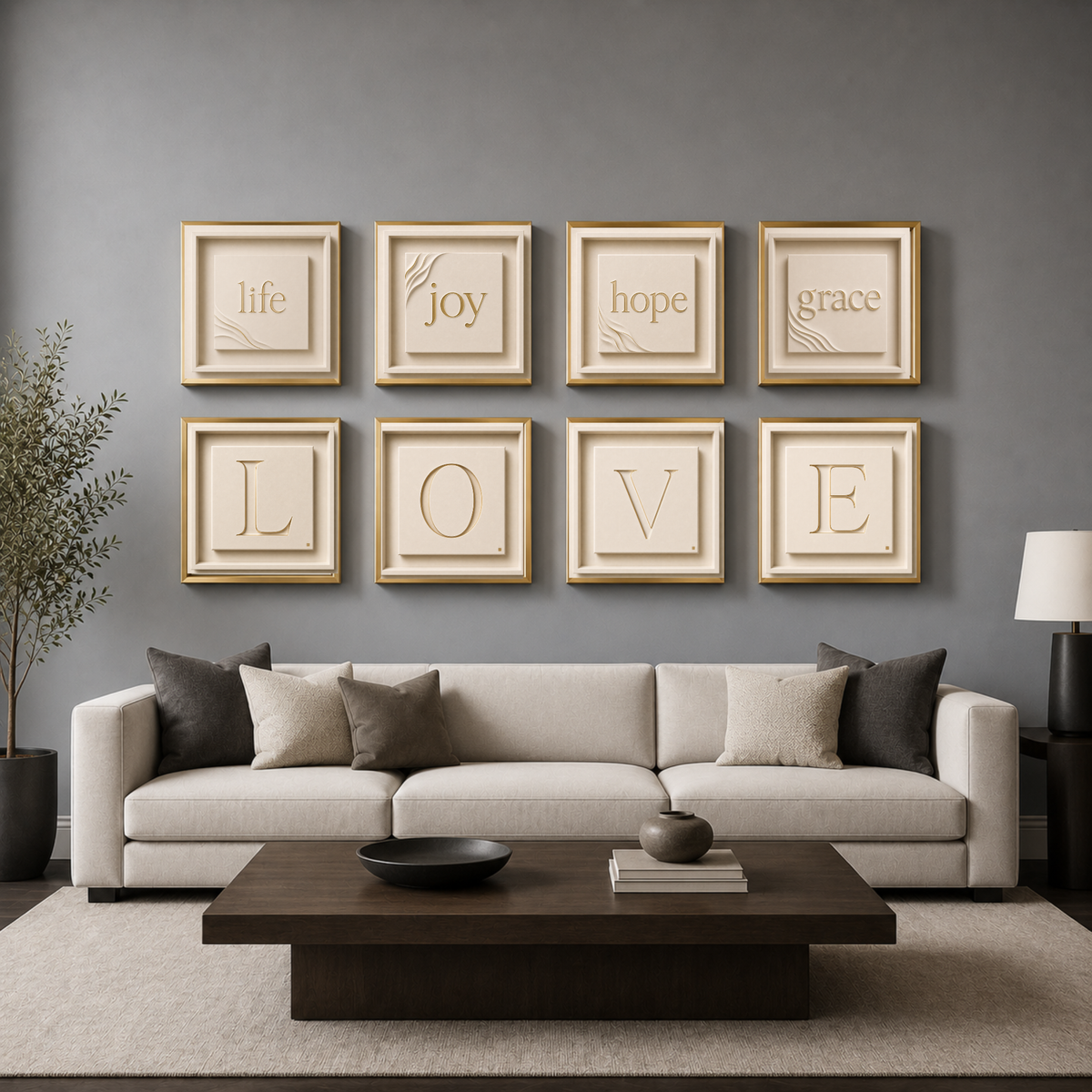 Luxury Cream & Gold Typography Wall Art Set – Elegant Inspirational Digital Prints for Homes, Hotels, Restaurants, Offices & Airbnbs