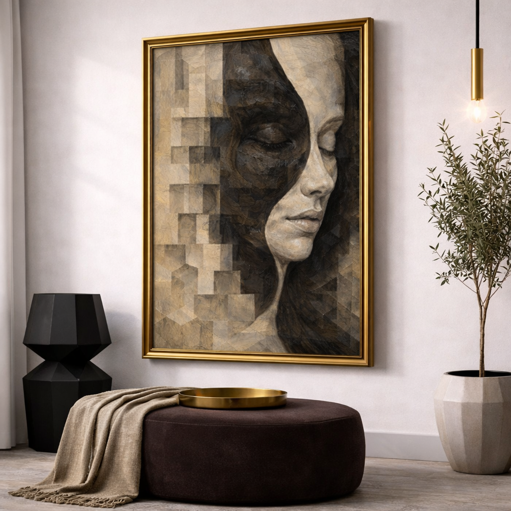Abstract Face Wall Art Set of 3 – Neutral Modern Printable Wall Decor – Digital Download Minimalist Home Art