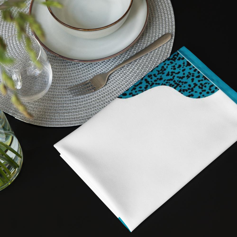 White and Teal Cloth Napkin Set – 4 Elegant 20x20” Reusable Fabric Napkins for Modern Table Décor