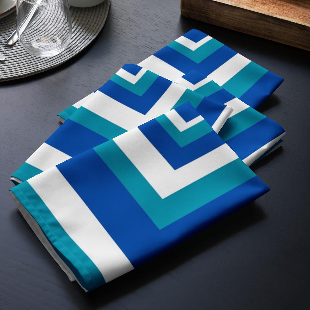 White, Blue & Teal Abstract Cloth Napkin Set – 4 Reusable 20x20” Fabric Napkins for Elegant Table Décor