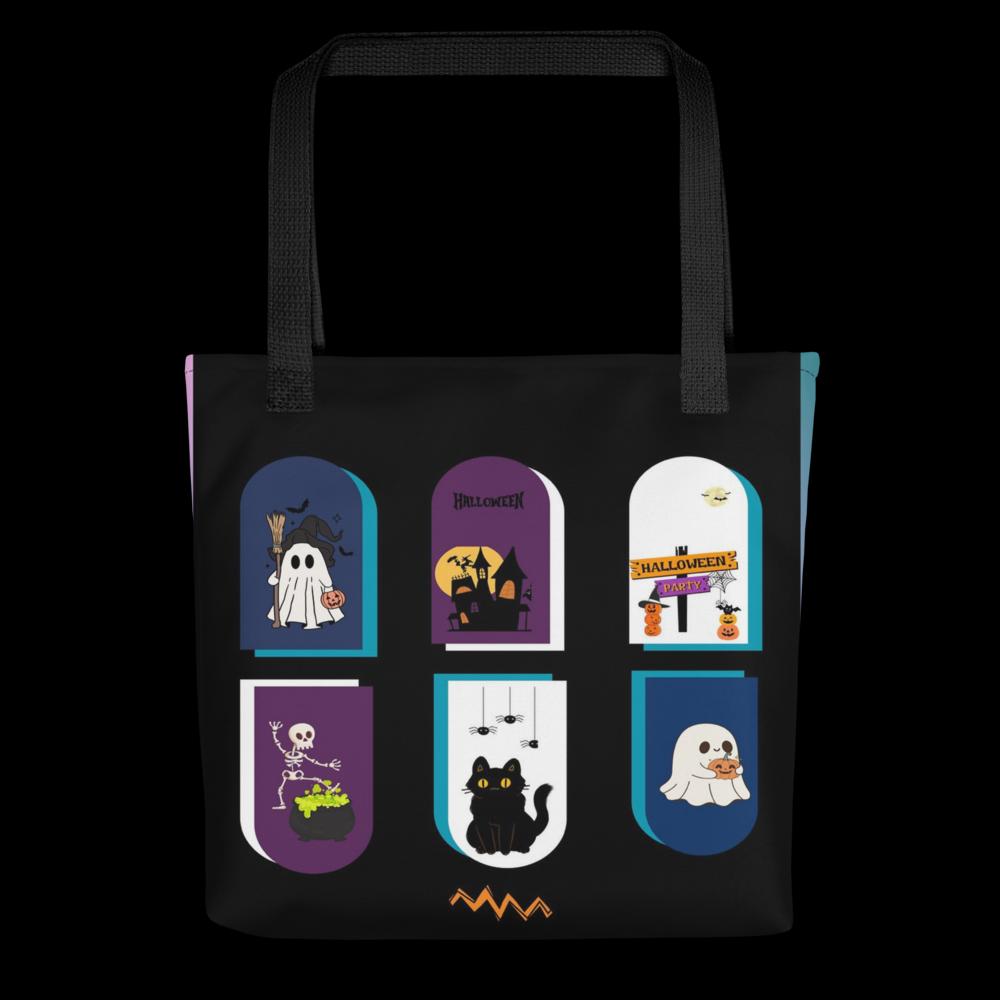 Black Halloween Toothbag – 15”x15” Reusable Tote with Vibrant Spooky Art