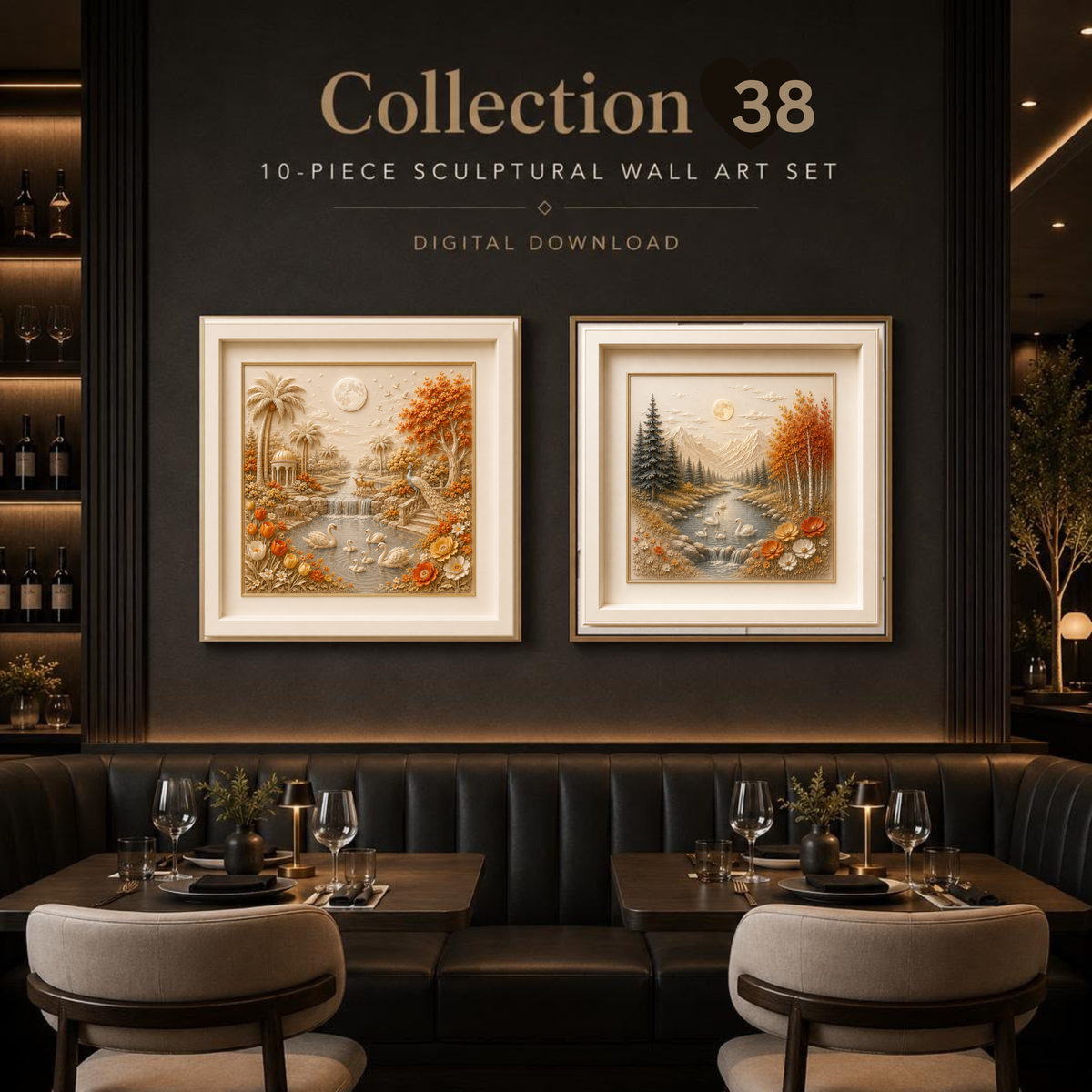 Elegant Nature Wall Art Set – Luxury Contemporary Digital Prints for Homes, Hotels & Restaurants