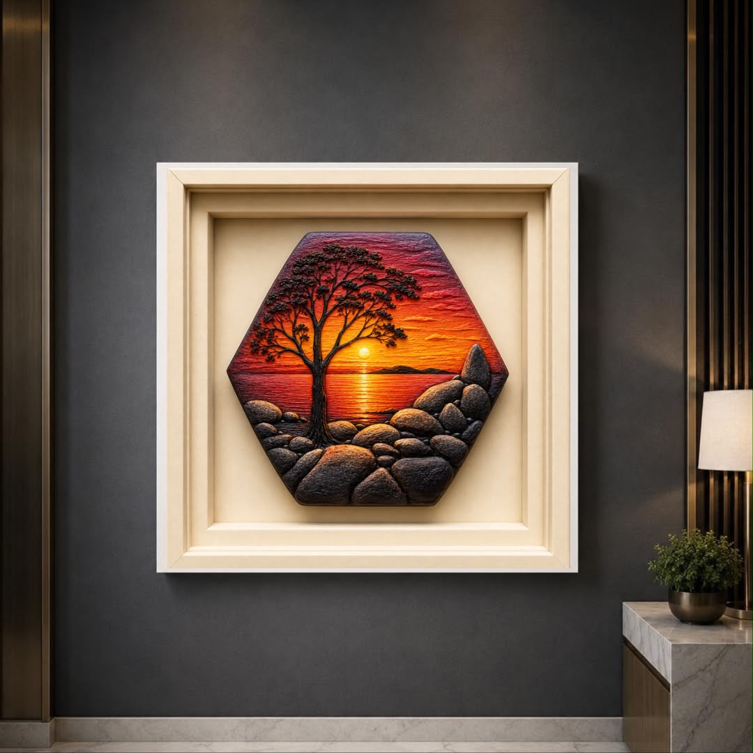 Luxury Sculptural Sunset Landscape Wall Art Set of 10 | Premium Square Nature Gallery Collection | Modern Digital Download | 40 Printable Files