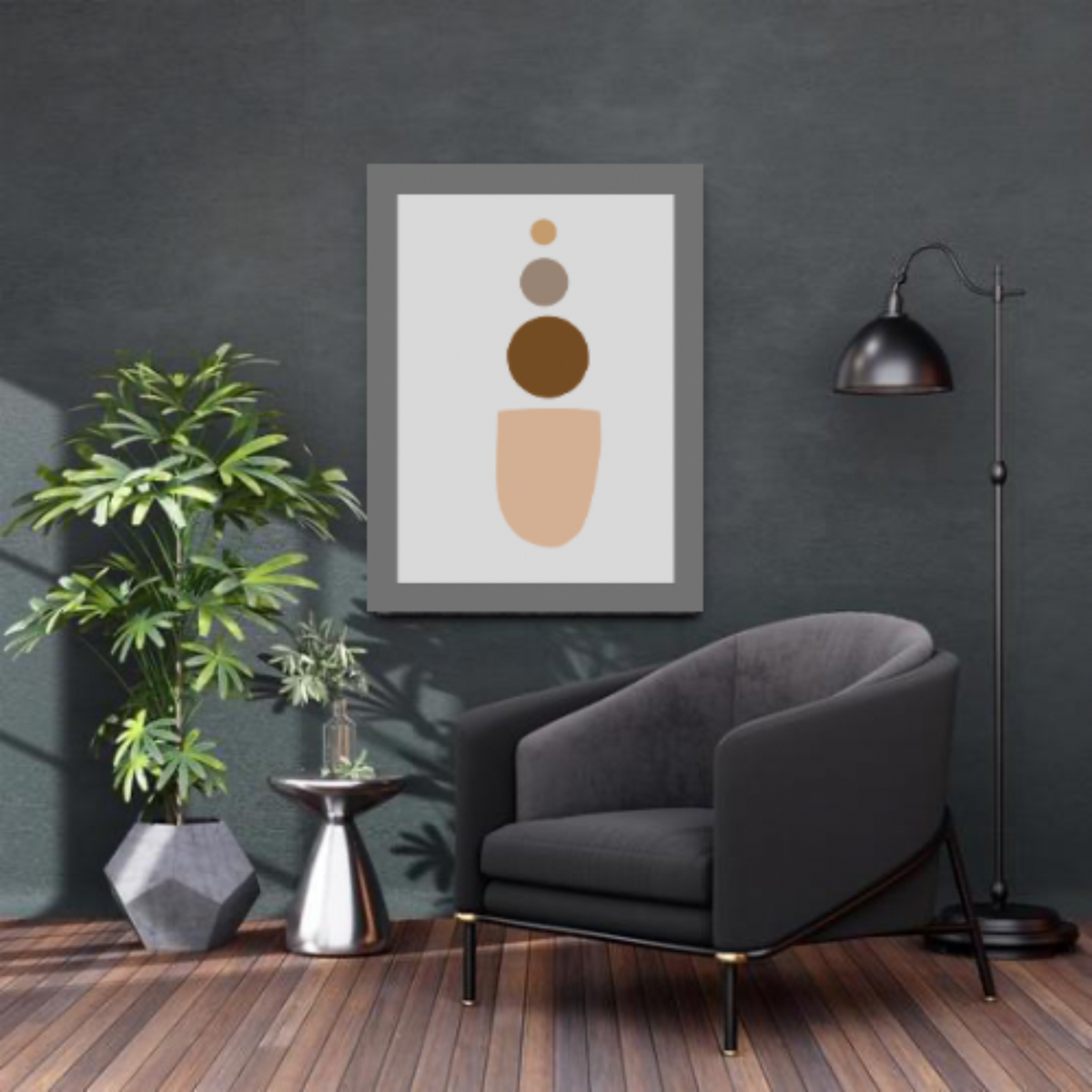 Boho Wall Art Set – 4-Piece Digital Download with White Background, Grey Borders & Brown Beige Designs (16x20, 18x24, 24x36 Inches)