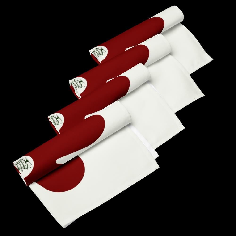 Red & White Christmas Cloth Napkin Set (4) — 20 x 20 in Reusable Polyester Dinner Napkins