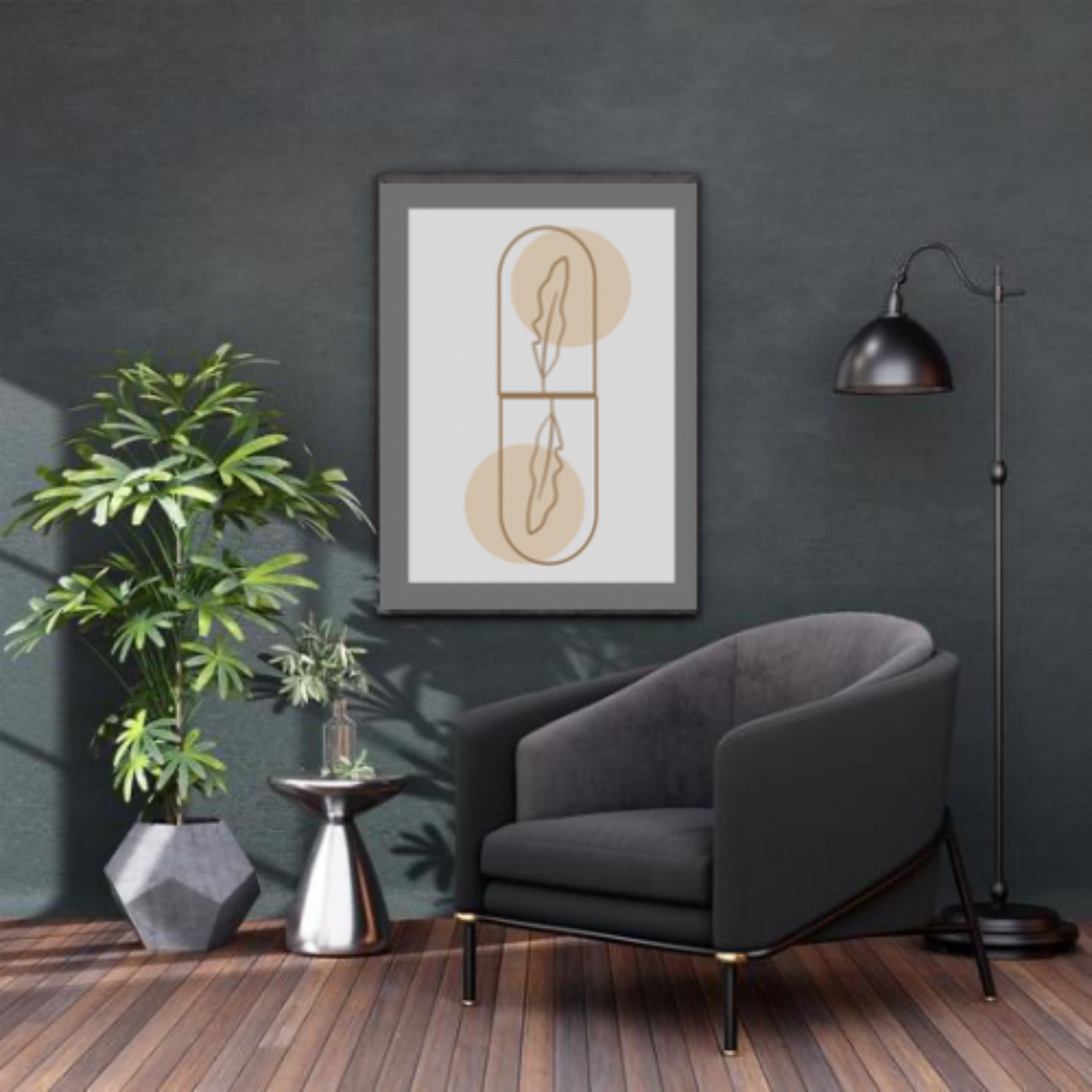 Boho Wall Art Set – 4-Piece Digital Download with White Background, Grey Borders & Brown Beige Designs (16x20, 18x24, 24x36 Inches)