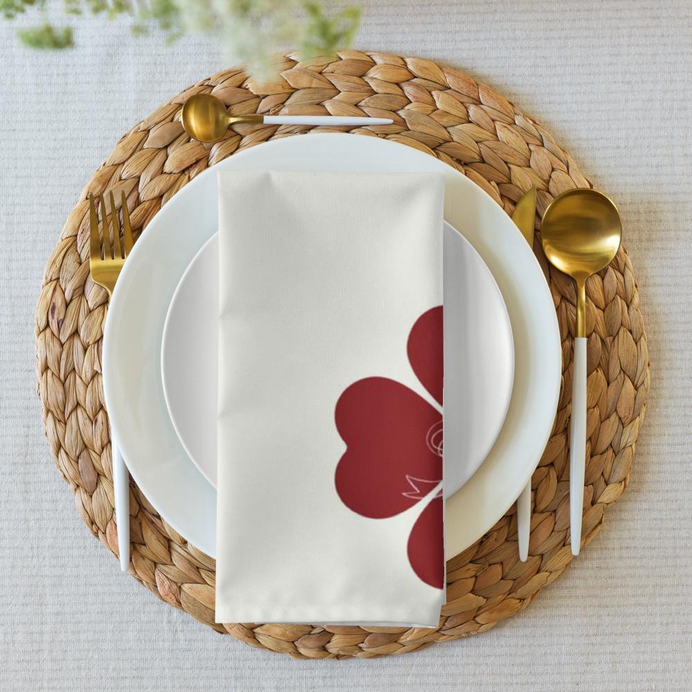 Red & White Christmas Cloth Napkin Set (4) — 20 x 20 in Reusable Polyester Dinner Napkins