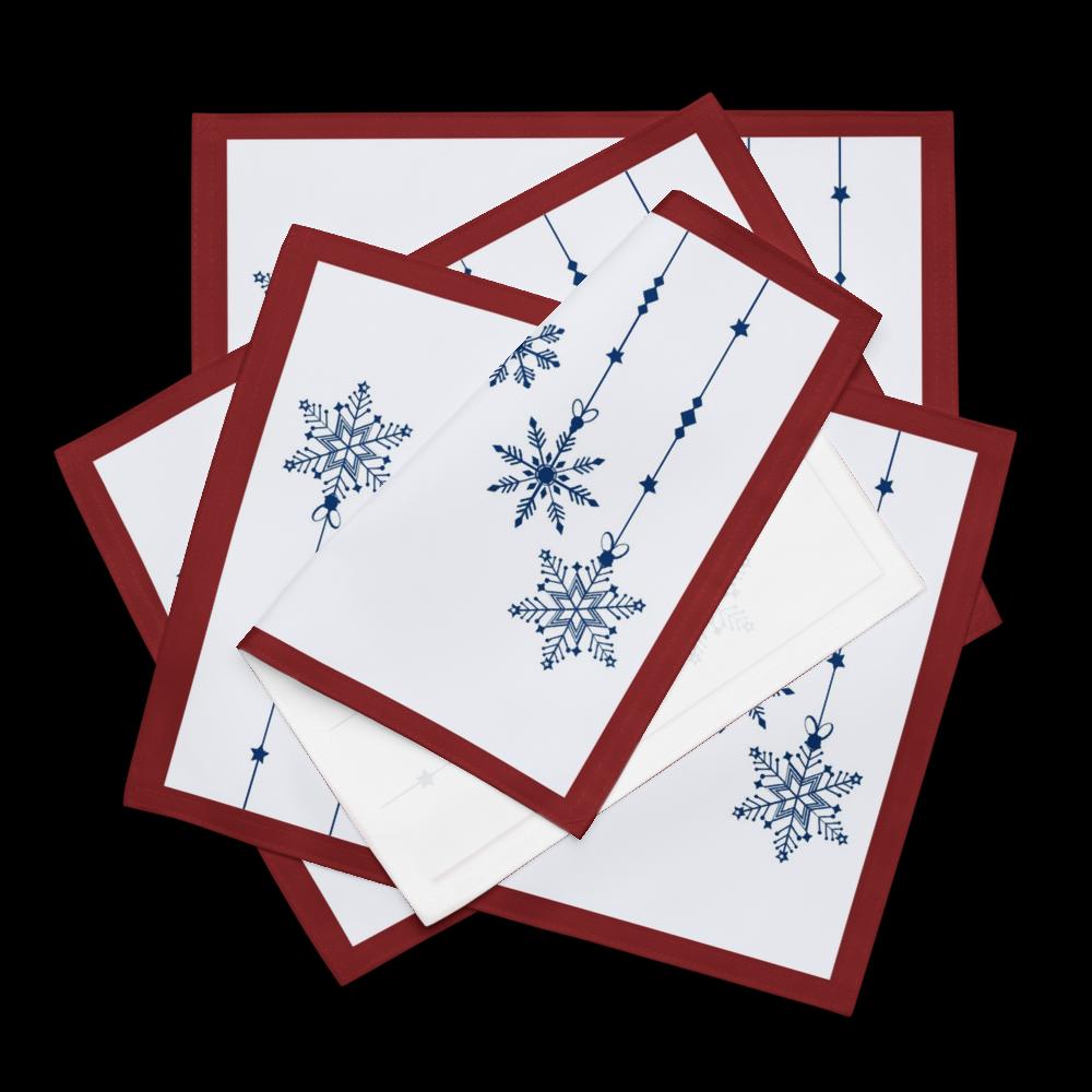 Christmas Placemat Set – 4-Pack 18x14 Holiday Table Placemats in Red, White & Blue