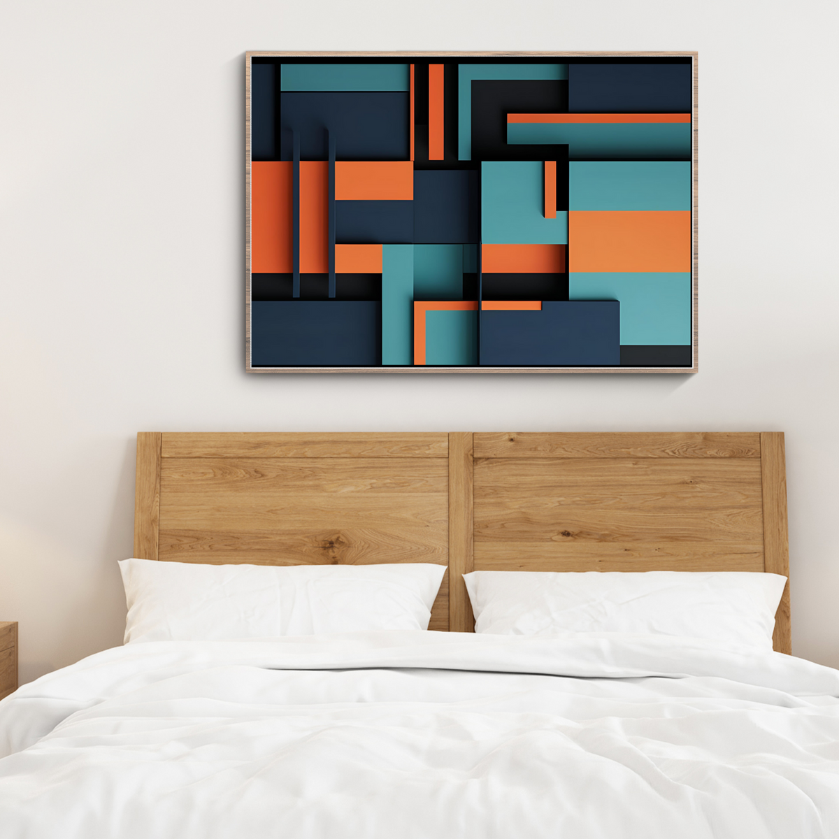Vibrant Abstract Wall Art – Blue, Navy & Orange Tones (Digital Download)
