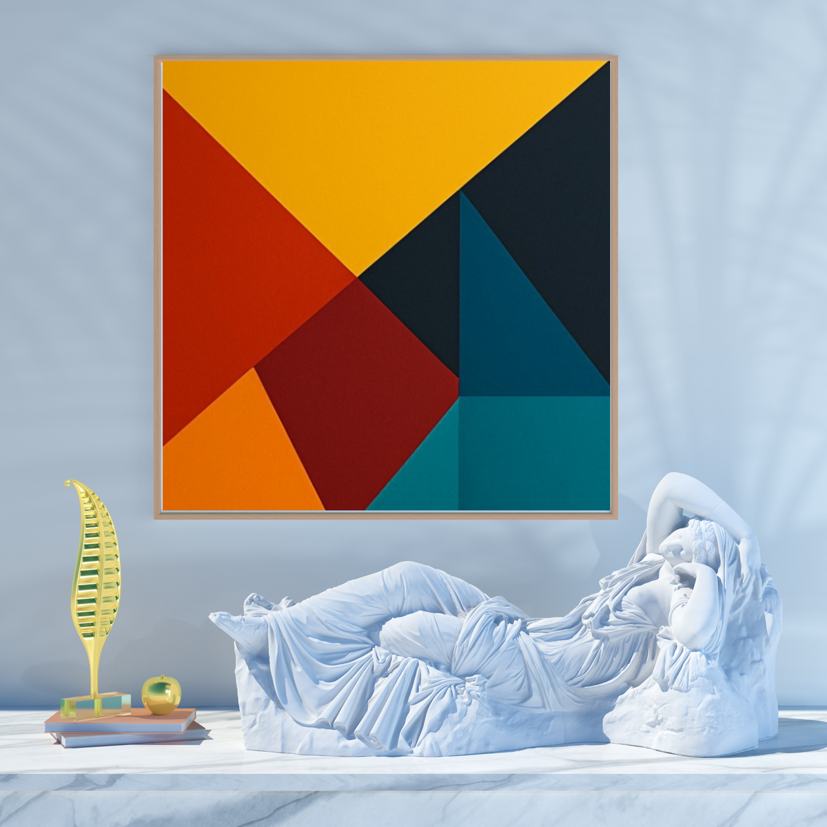 Multicolored Abstract Square Wall Art — 20x20, 24x24, 36x36 Inches (Blue, Red, Yellow, Orange)