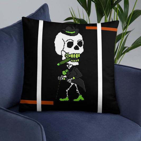 Black & White Halloween Throw Pillow – 22x22 Spooky Decorative Cushion
