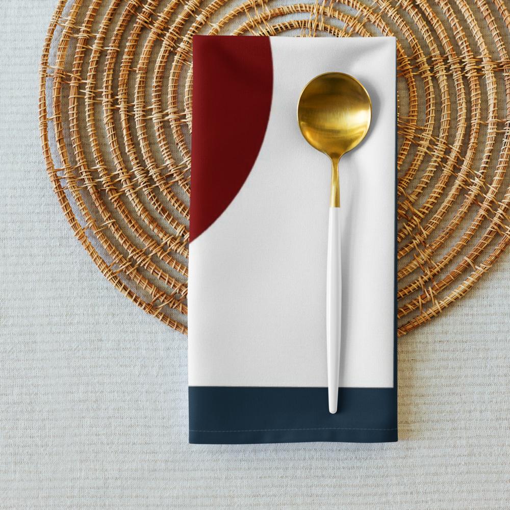 Set of 4 Reusable Fabric Christmas Napkins – 20×20 Inch White, Red & Blue – Holiday Table Cloth Dinner Napkins”