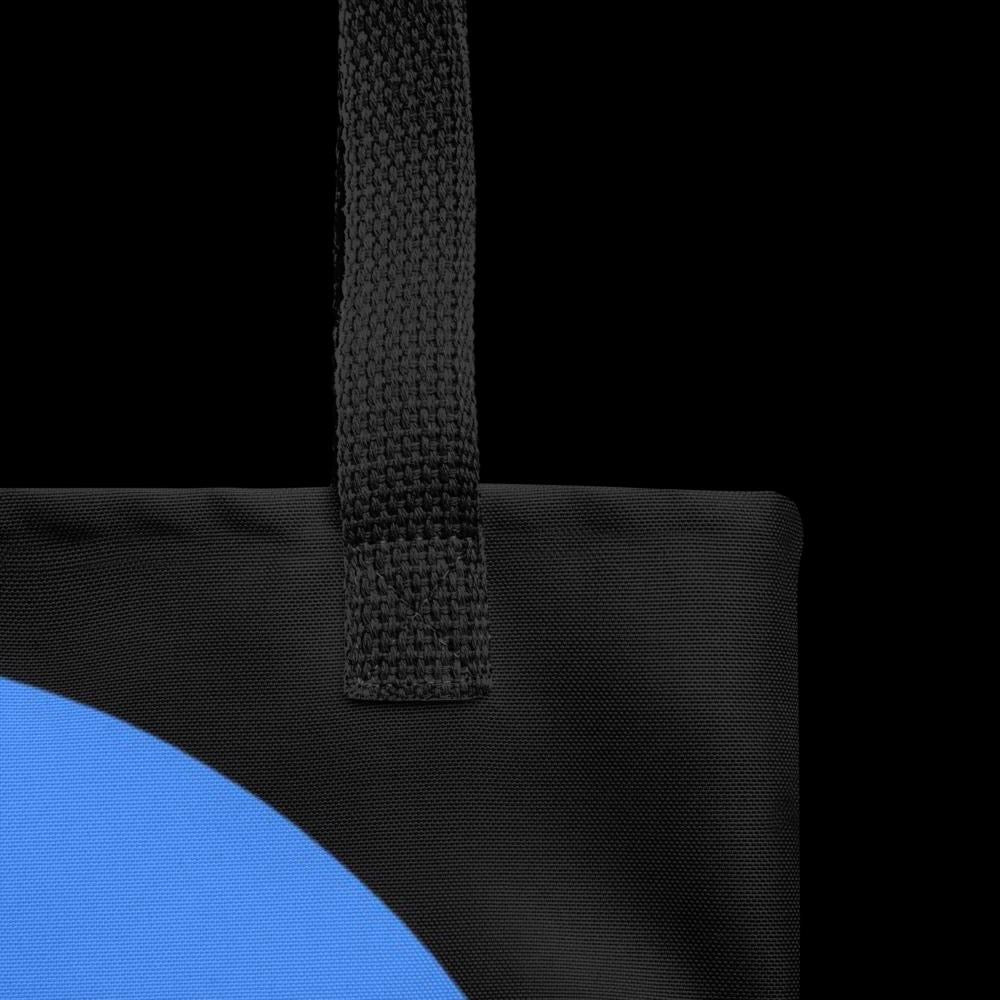 Black & Blue Abstract Circles Tote Bag – 15”x15” Modern Art Carryall