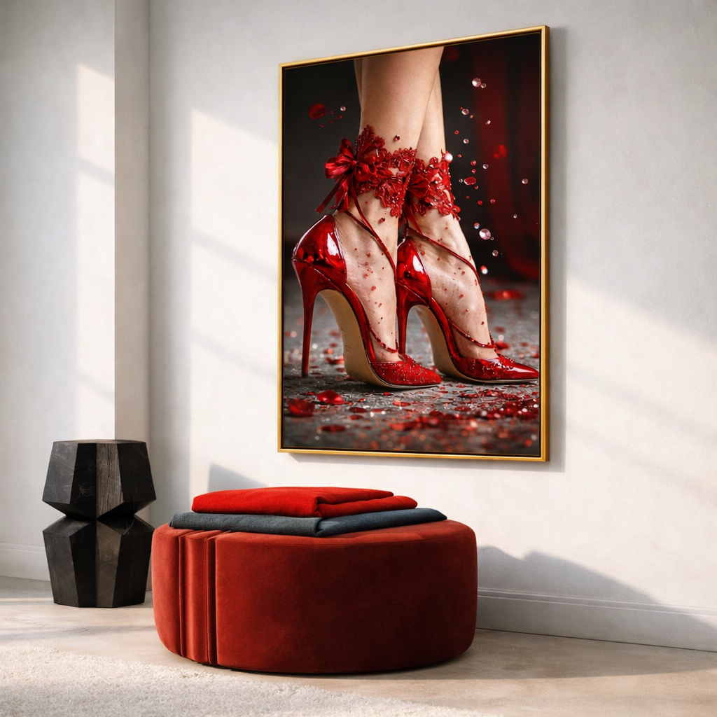 Red High Heel Wall Art Set – Glam Fashion Printable Decor – Luxury Romantic Digital Download (11x14, 16x20, 18x24, 24x36)