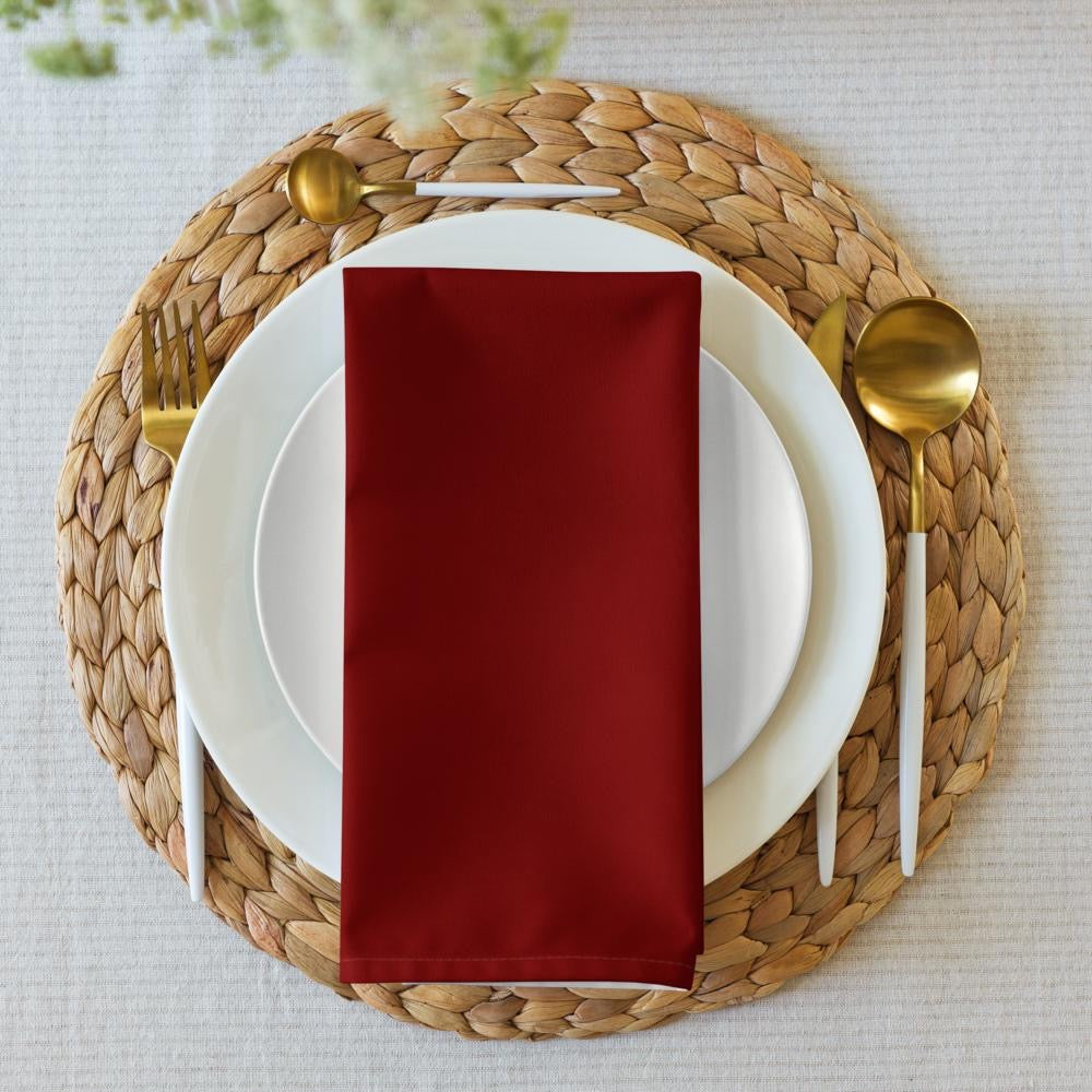 Cloth Napkin Set with White Christmas Accents (4) — 20 x 20 in Reusable Holiday Table Linens