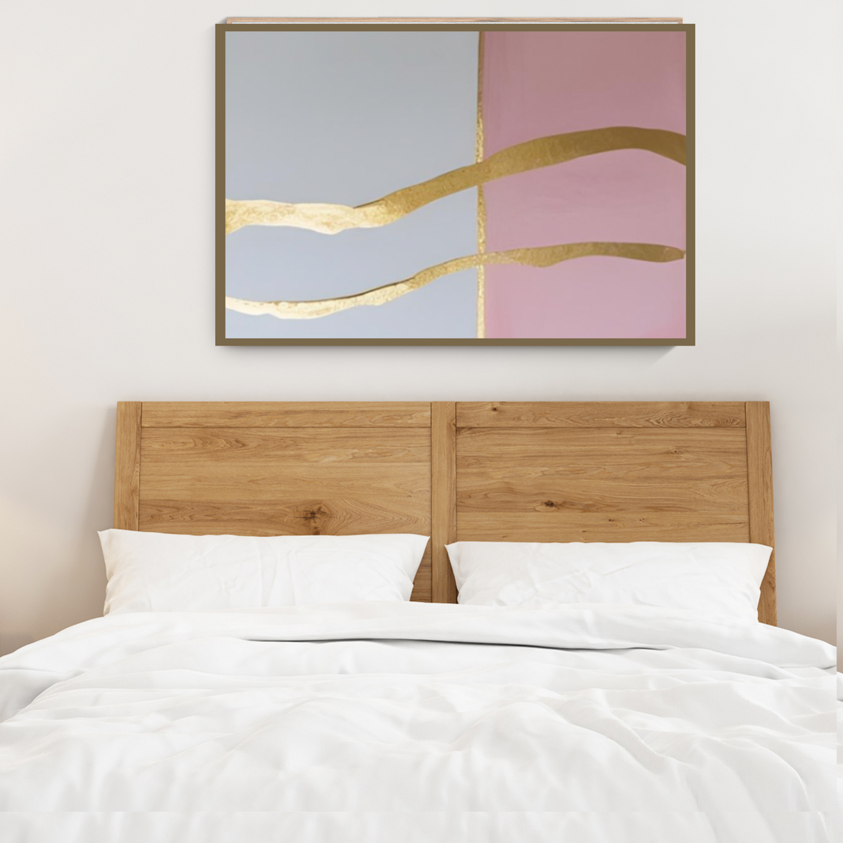 Elegant Marble Wall Art – Pink, Gold & White Abstract Print (Landscape Digital Download, 3 Sizes)