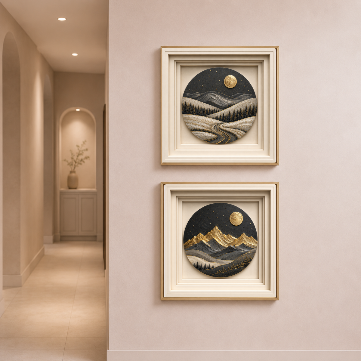 Golden Horizon Sculptural Sunset Wall Art | Premium Square Nature Print | Modern Landscape Digital Download