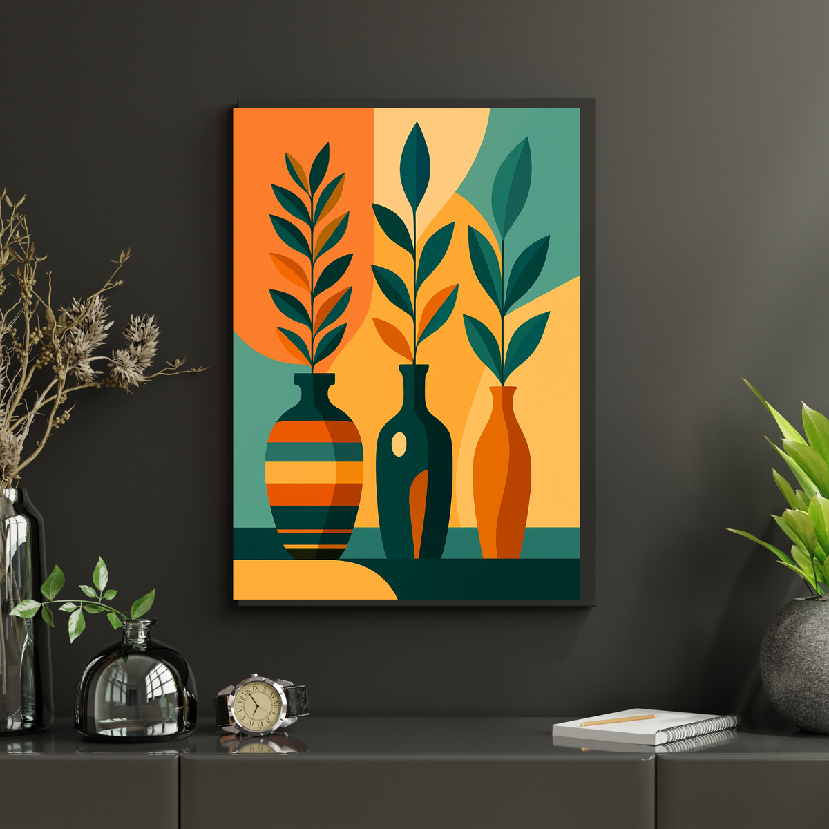 Botanical Flower Wall Art Set of 3 – Digital Download | Vase Art Prints in 3 Sizes (16x20, 18x24, 24x36”)