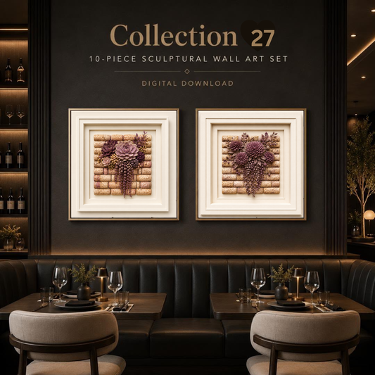Elegant Sculptural Floral Wall Art Set of 10 | Premium Square Botanical Gallery Collection | Luxury Digital Download | 40 Printable Files