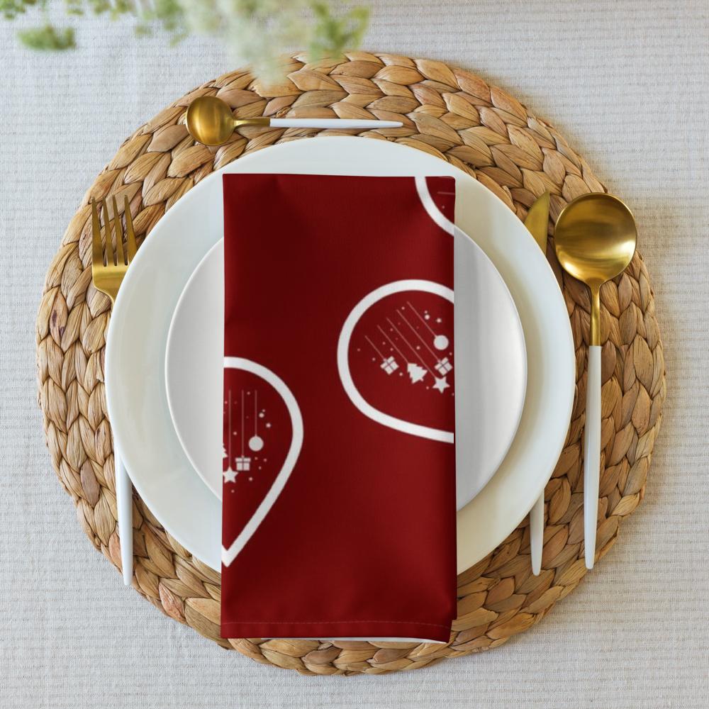 Red Christmas Cloth Napkin – 20x20 Inch Reusable Holiday Dinner Napkin with Festive Christmas Design | Elegant Fabric Napkin for Table Settings, Parties & Family Gatherings
