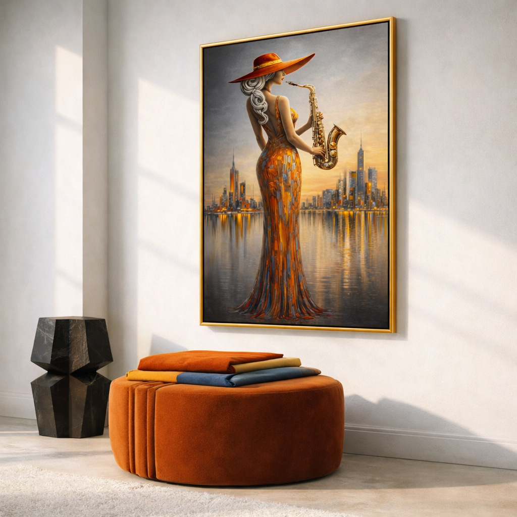 Jazz Saxophone Wall Art Set – Elegant Musician Printable Decor – Romantic City Sunset Digital Download (11x14, 16x20, 18x24, 24x36)