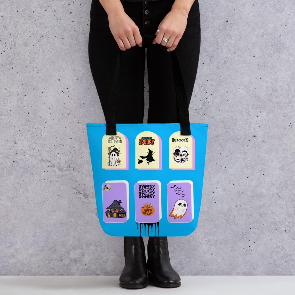 Blue Halloween Tote Bag – 15”x15” Reusable Trick-or-Treat & Everyday Carry Bag