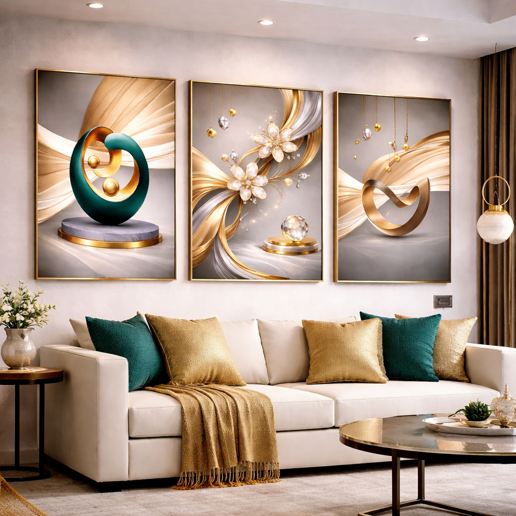 Luxury Gold Abstract Wall Art Set – Modern Glam Printable Decor – Elegant Teal and Gold Digital Download (11x14, 16x20, 18x24, 24x36)