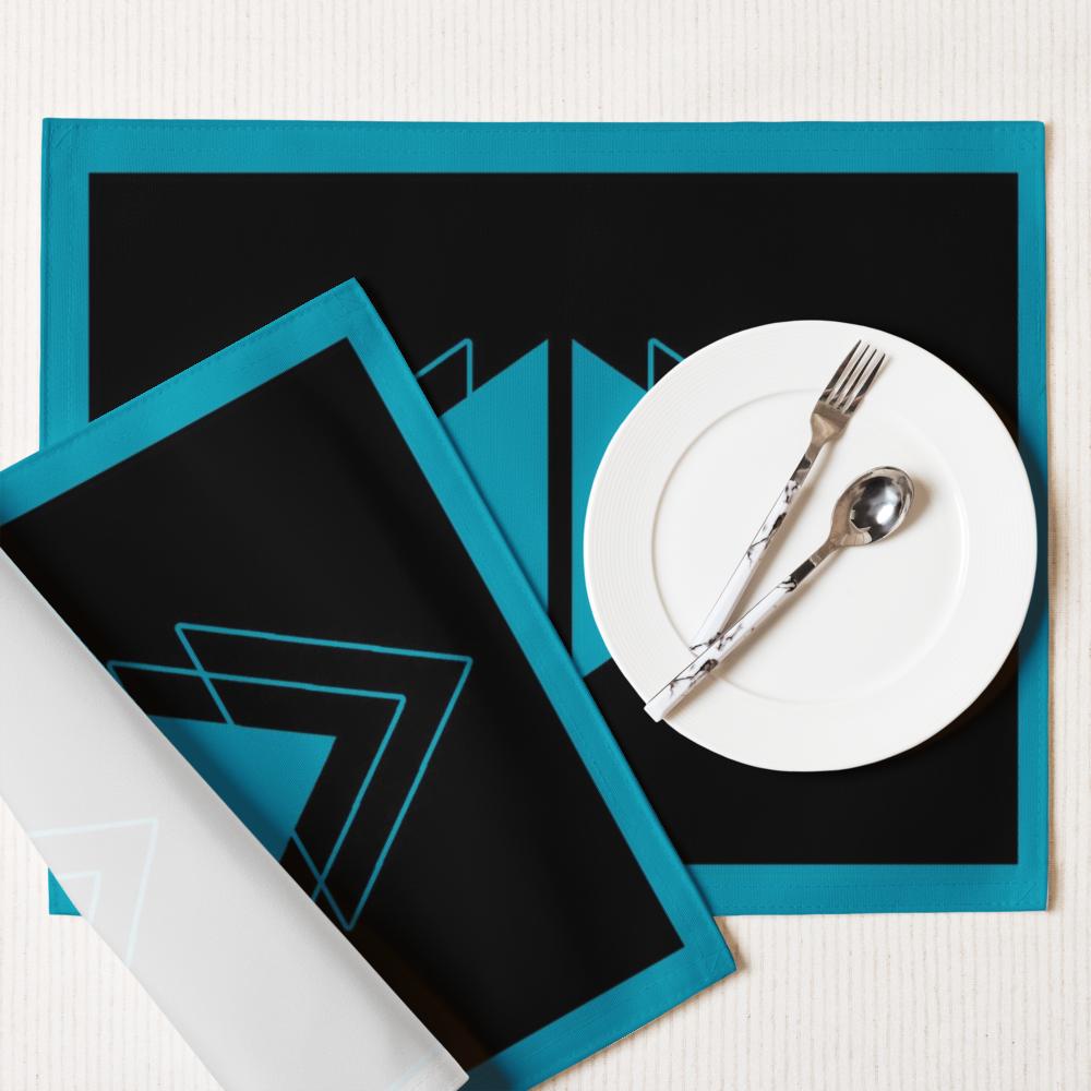 Elegant Black & Blue Placemat Set of 4 – 18x14 Inch Durable Washable Table Mats for Dining Table