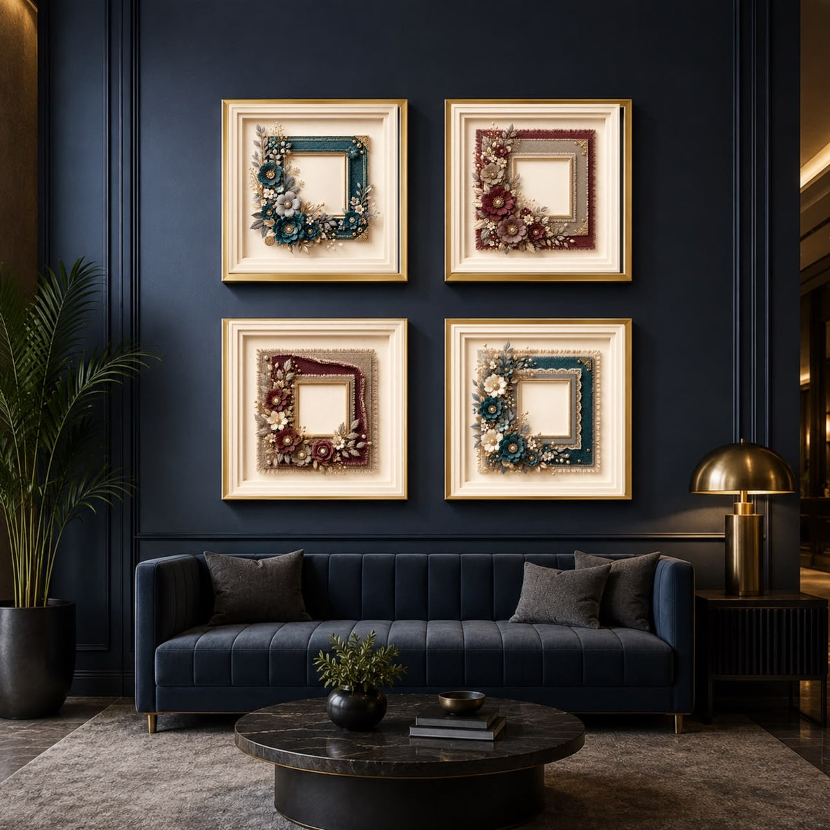 Luxury Sculptural Floral Wall Art Set of 10 | Unique Premium Square Botanical Gallery Collection | Modern Digital Download | 40 Printable Files