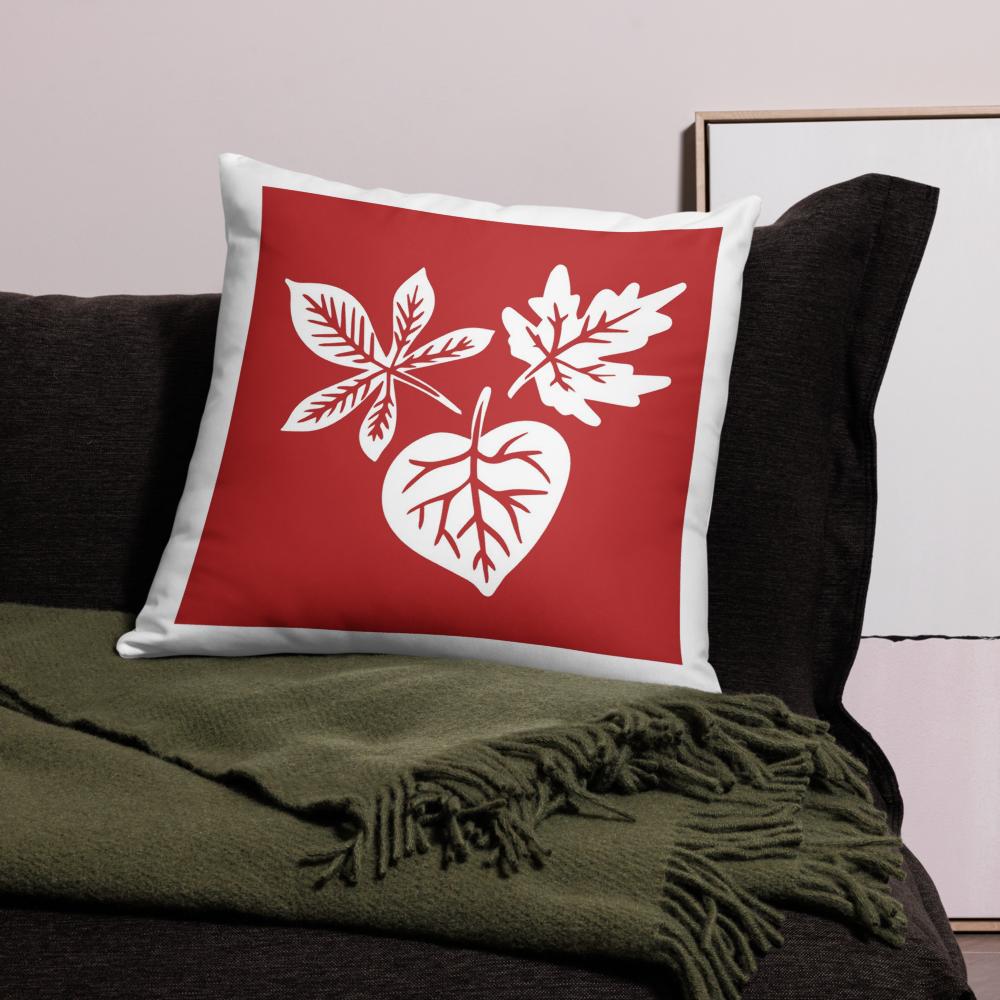Red & White Floral Throw Pillow – 22x22 Decorative Accent Cushion for Fall & Home Decor