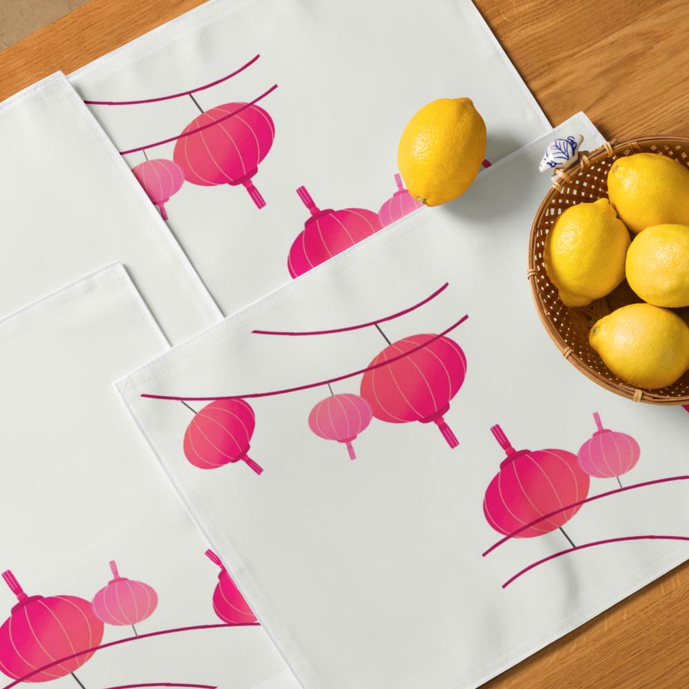 White & Pink Abstract Placemat Set – 4-Pack 18x14 Decorative Table Placemats