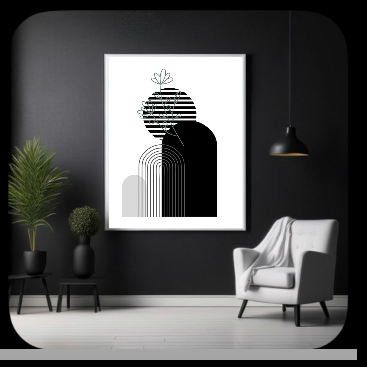 Black & White Boho Wall Art – Minimalist Digital Download Print, Modern Neutral Home Décor (16x20, 18x24, 24x36)
